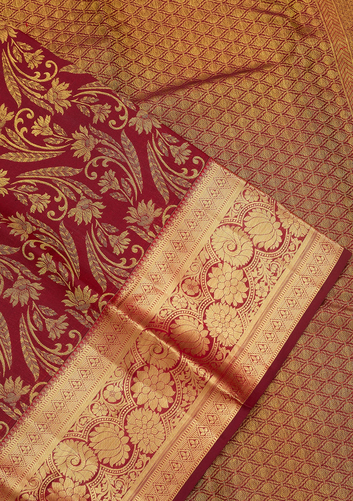 Maroon Dharmavaram Pure Silk Saree