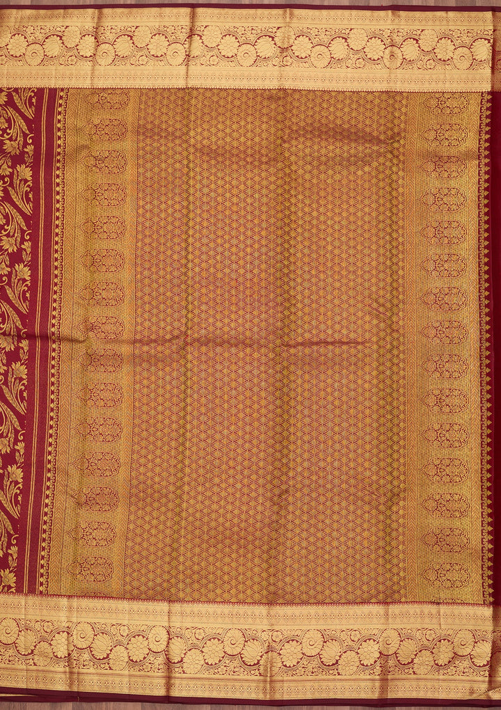 Maroon Dharmavaram Pure Silk Saree