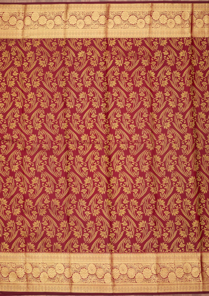 Maroon Dharmavaram Pure Silk Saree