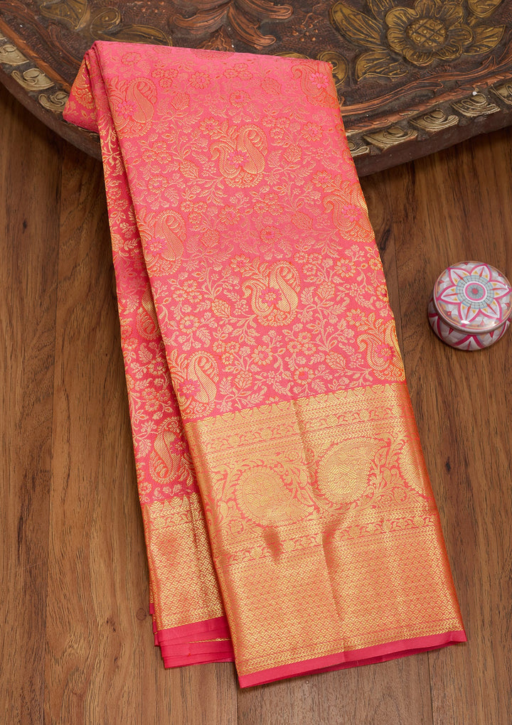 Pink Dharmavaram Pure Silk Saree