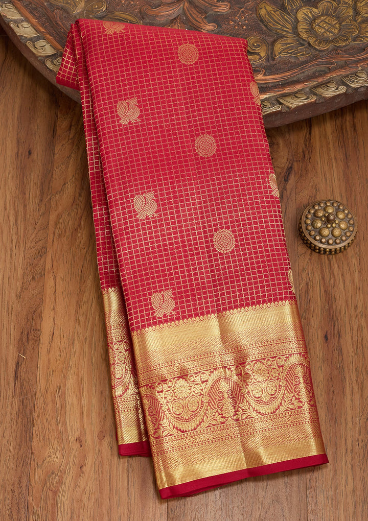 Maroon Dharmavaram Pure Silk Saree