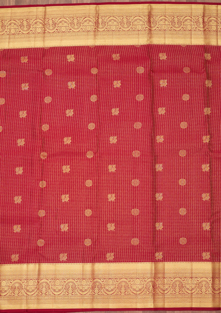 Maroon Dharmavaram Pure Silk Saree
