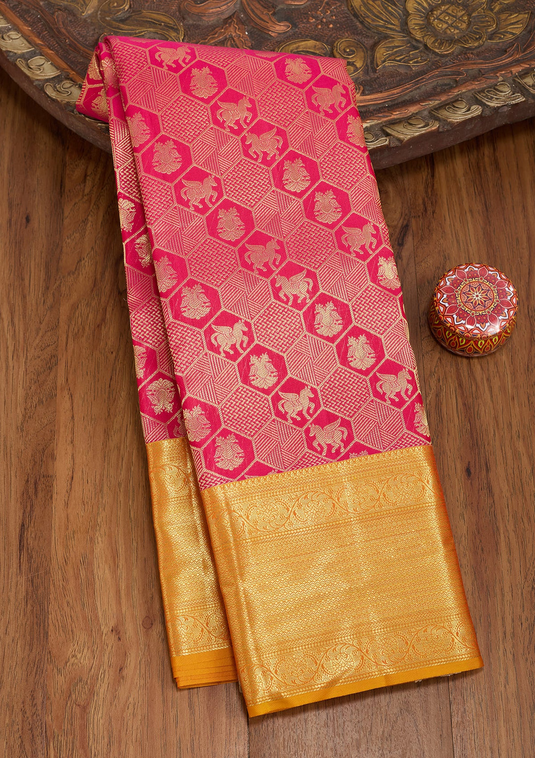 Rani Pink Dharmavaram Pure Silk Saree
