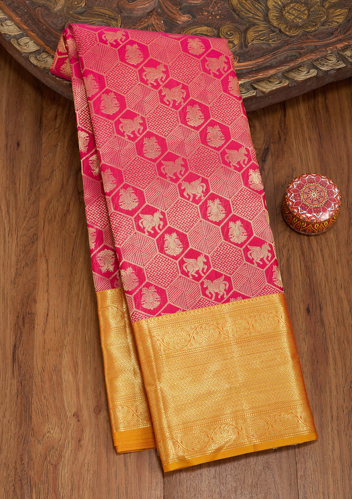 Rani Pink Dharmavaram Pure Silk Saree