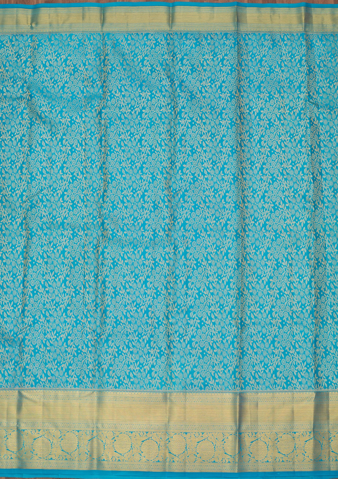Turquoise Blue Dharmavaram Pure Silk Saree