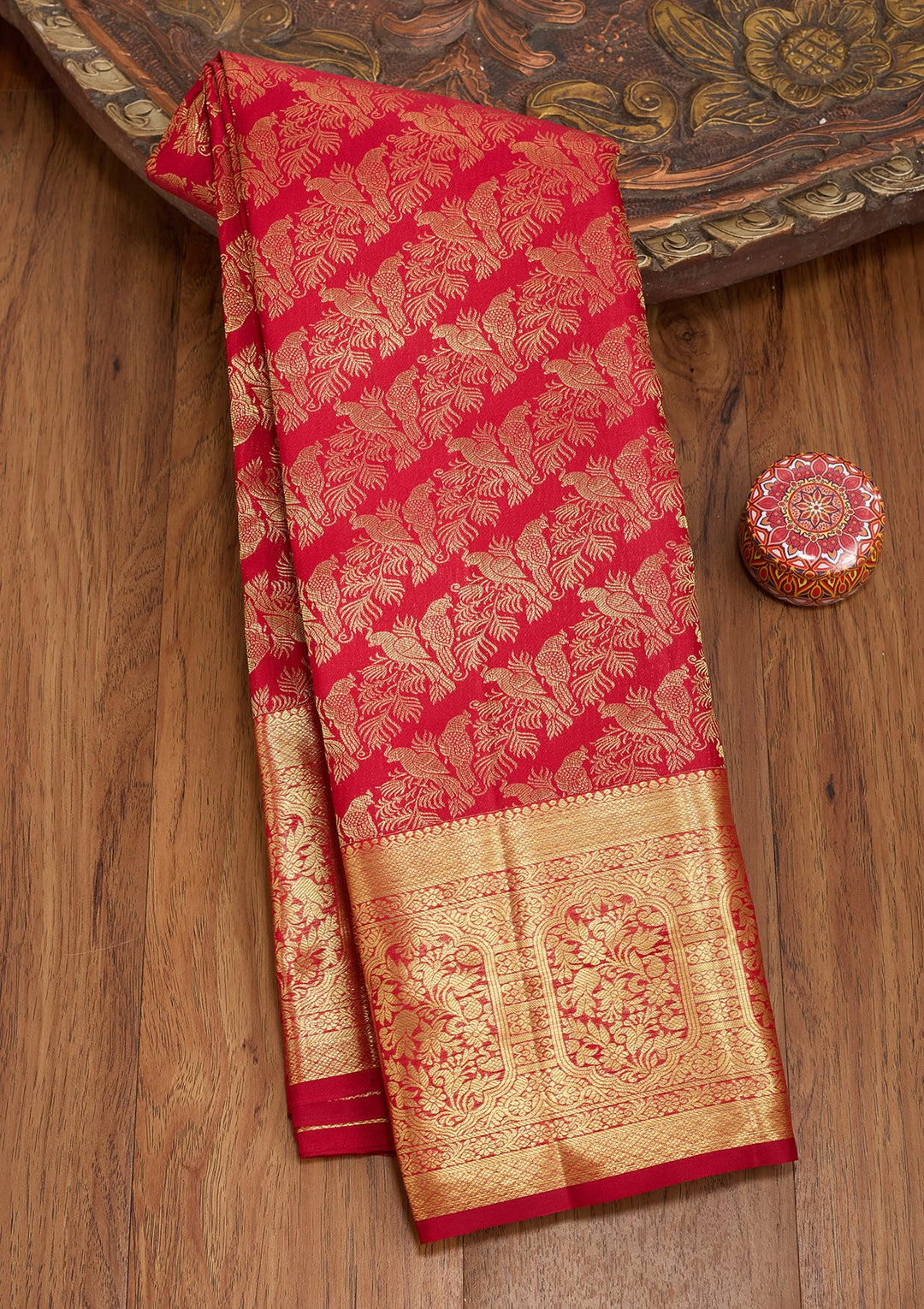 Maroon Dharmavaram Pure Silk Saree
