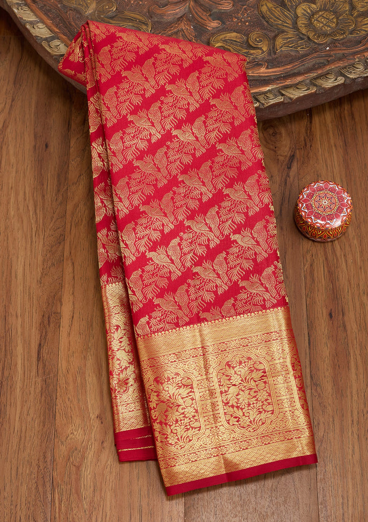 Maroon Dharmavaram Pure Silk Saree