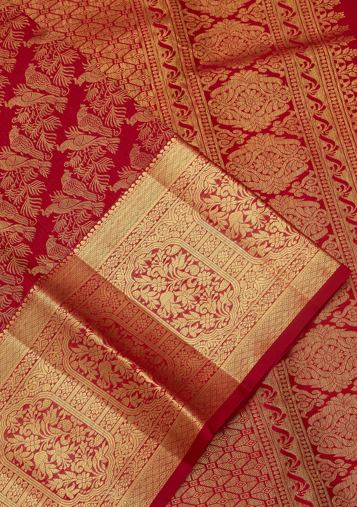 Maroon Dharmavaram Pure Silk Saree