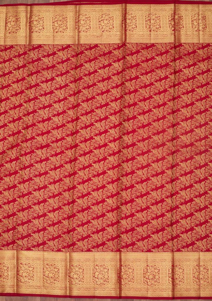 Maroon Dharmavaram Pure Silk Saree