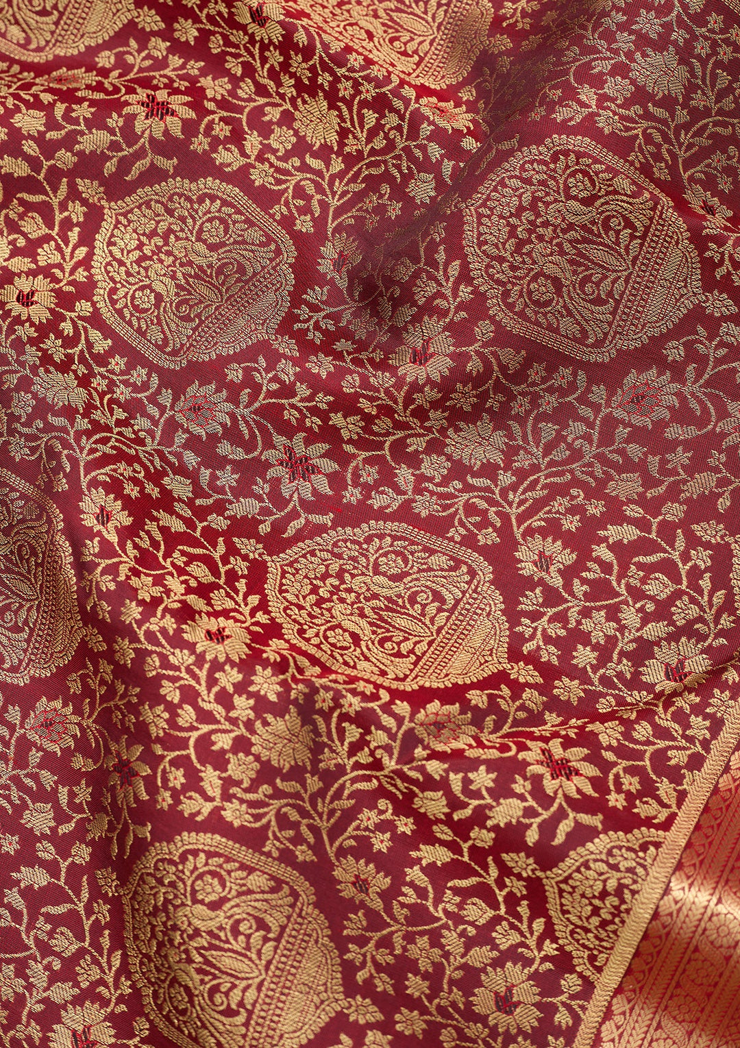 Maroon Dharmavaram Pure Silk Saree