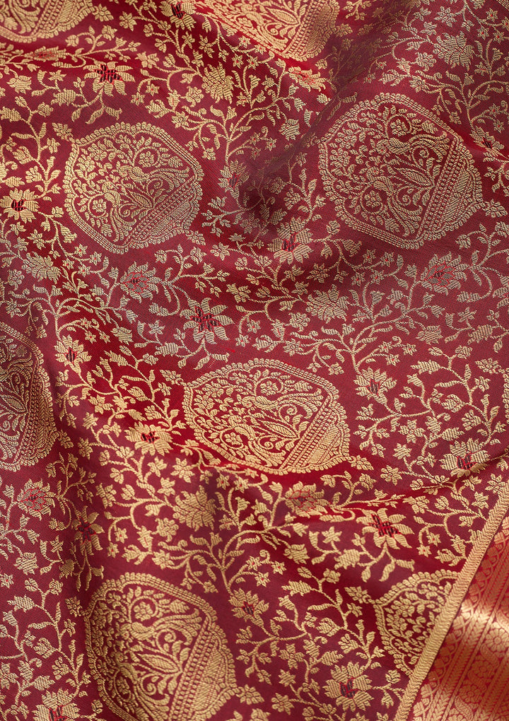 Maroon Dharmavaram Pure Silk Saree