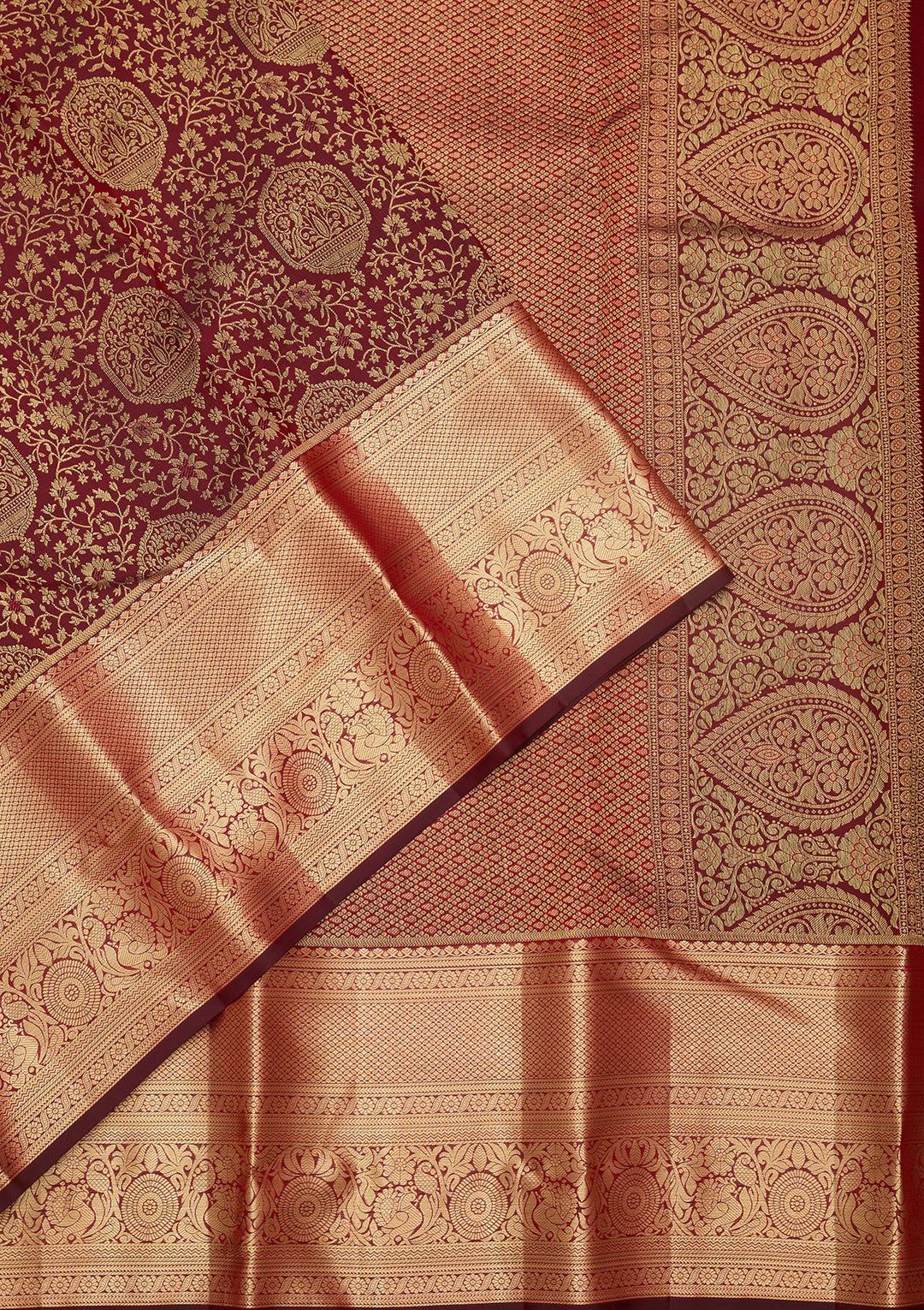 Maroon Dharmavaram Pure Silk Saree