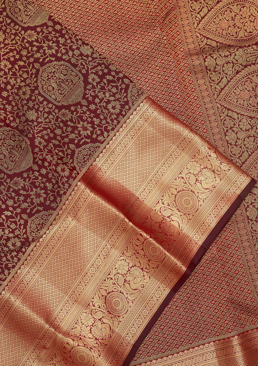 Maroon Dharmavaram Pure Silk Saree