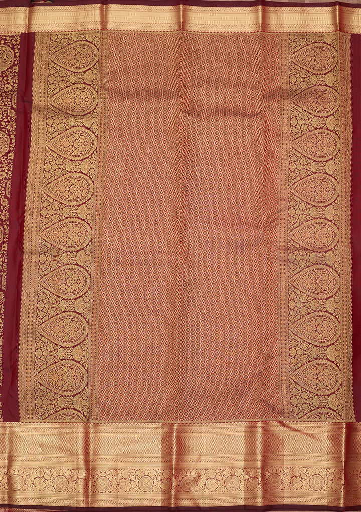 Maroon Dharmavaram Pure Silk Saree