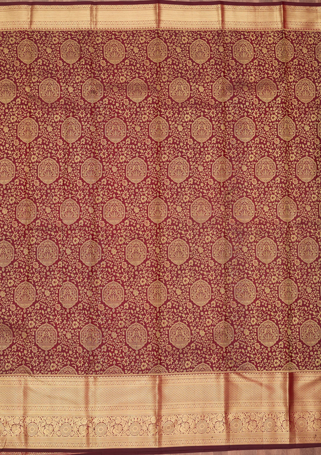 Maroon Dharmavaram Pure Silk Saree