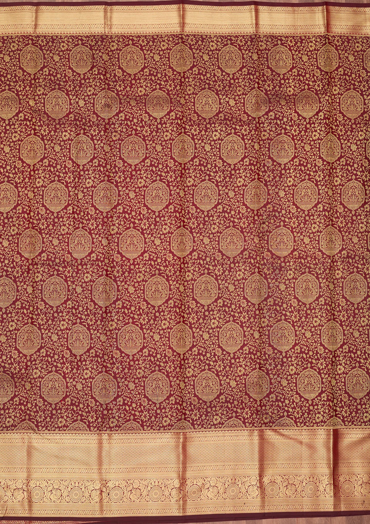 Maroon Dharmavaram Pure Silk Saree