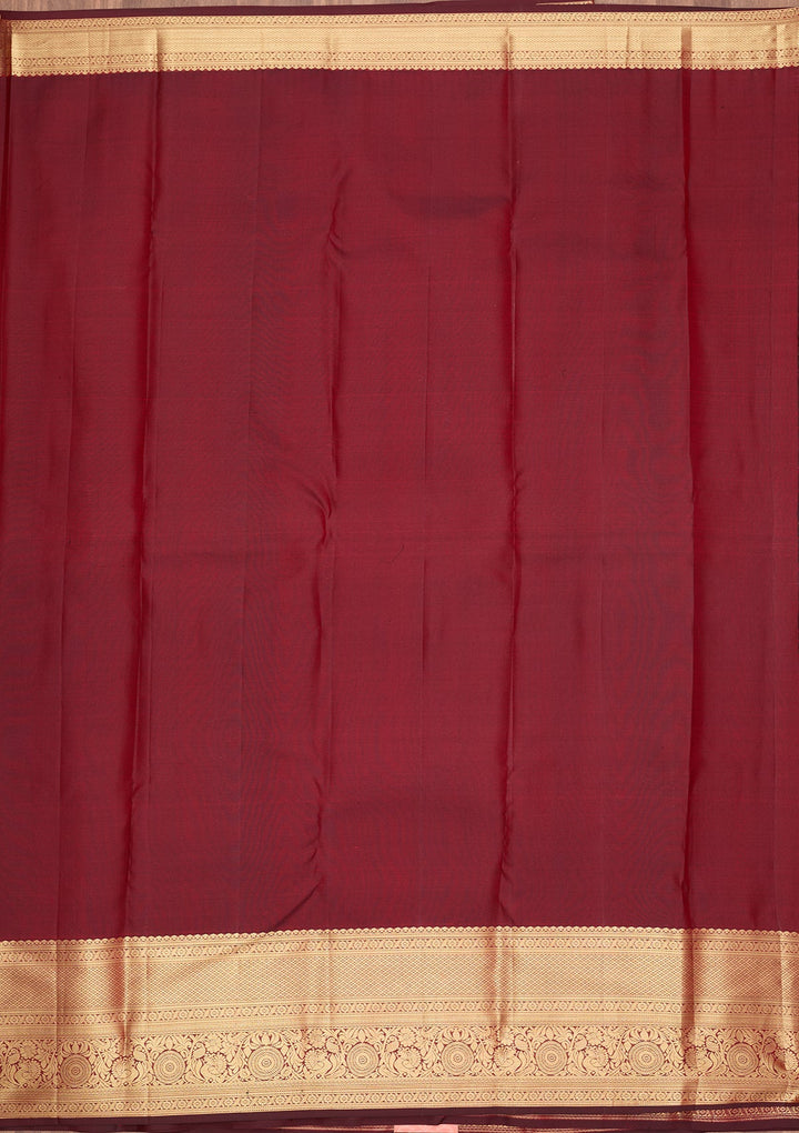 Maroon Dharmavaram Pure Silk Saree