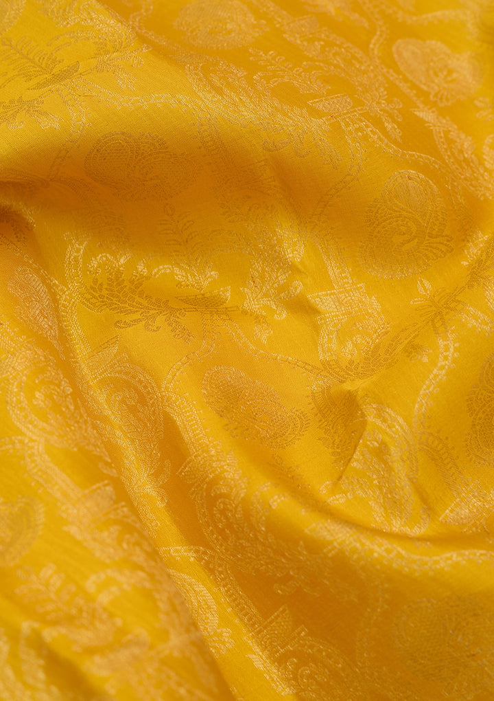 Yellow Dharmavaram Pure Silk Saree