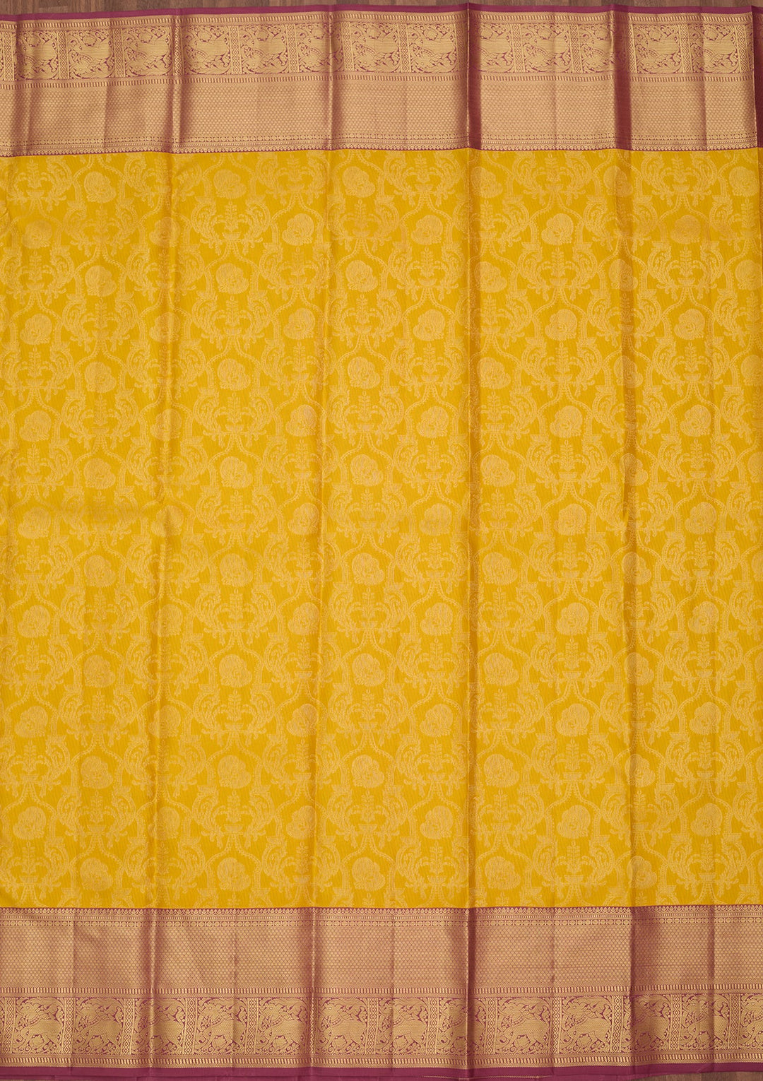 Yellow Dharmavaram Pure Silk Saree