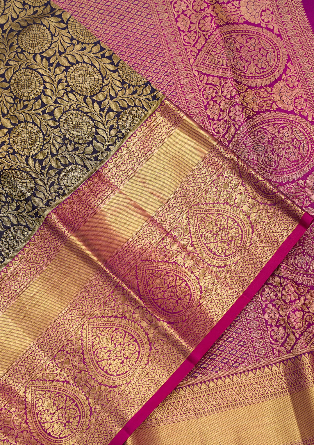 Navy Blue Dharmavaram Pure Silk Saree