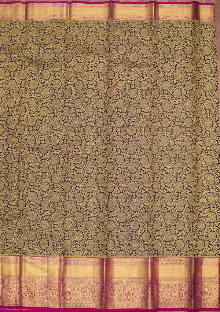 Navy Blue Dharmavaram Pure Silk Saree