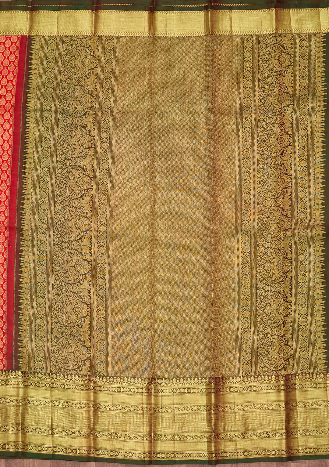 Red Silk Jaal Saree With Matching Blouse Piece