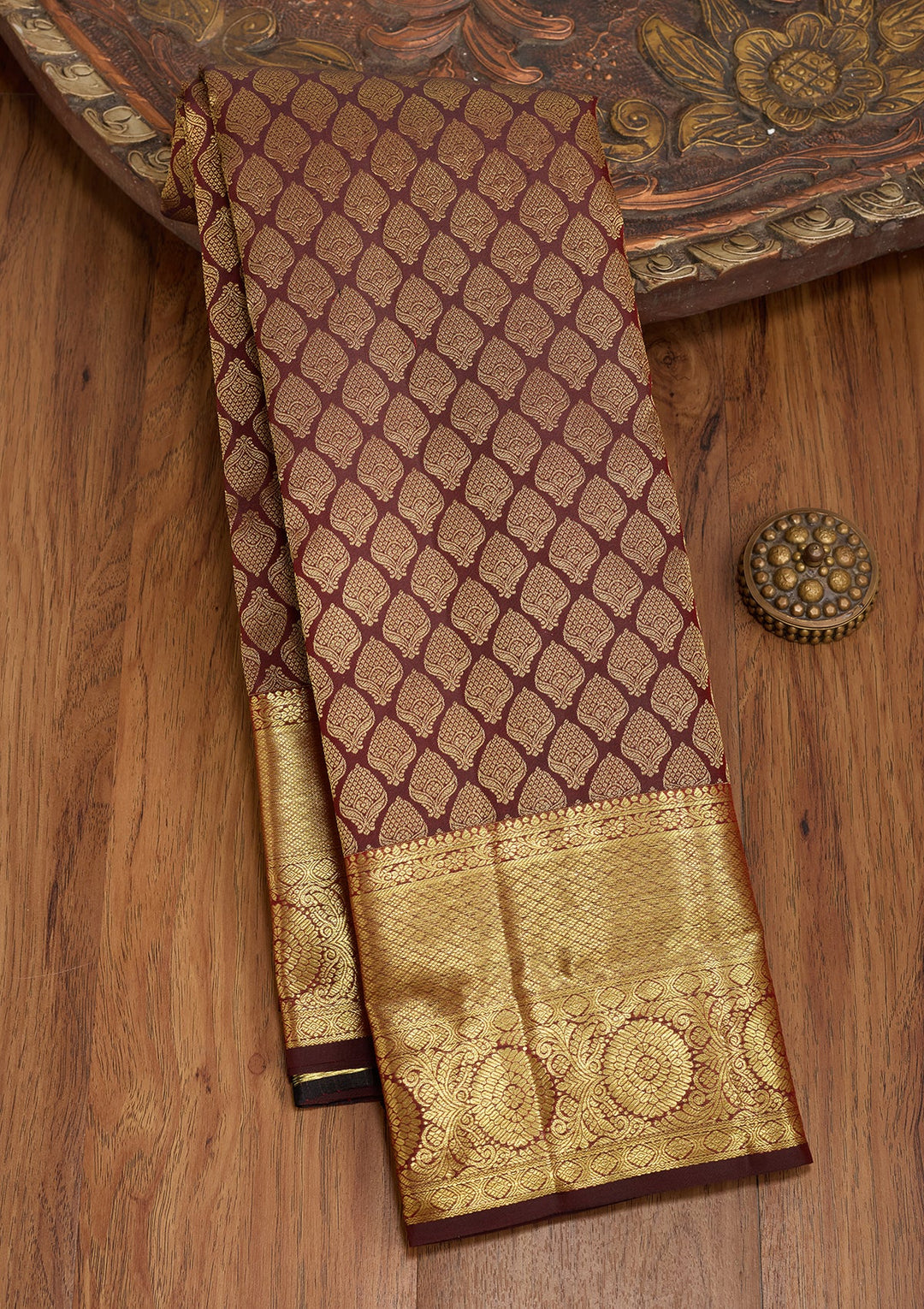 Maroon Dharmavaram Pure Silk Saree