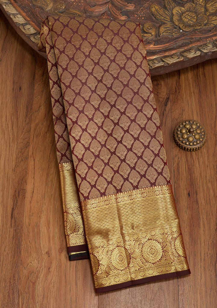 Maroon Dharmavaram Pure Silk Saree