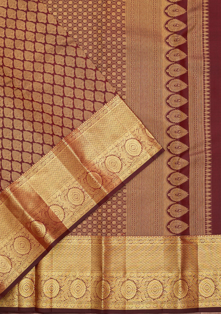 Maroon Dharmavaram Pure Silk Saree