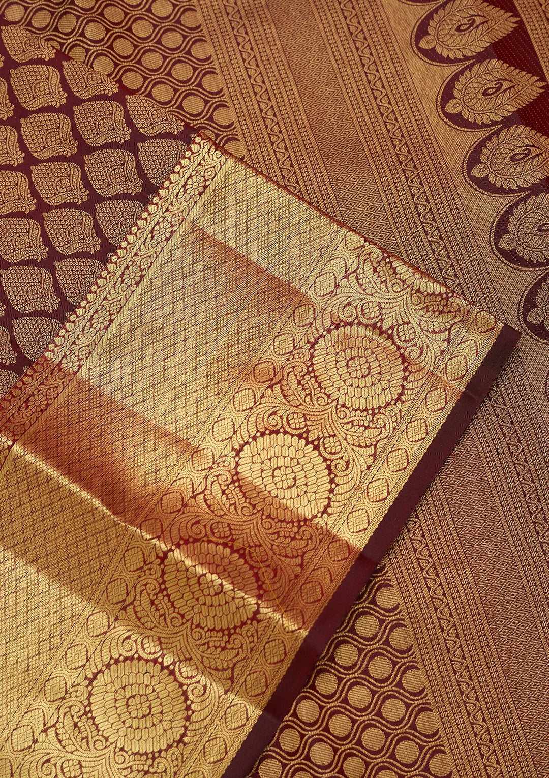 Maroon Dharmavaram Pure Silk Saree