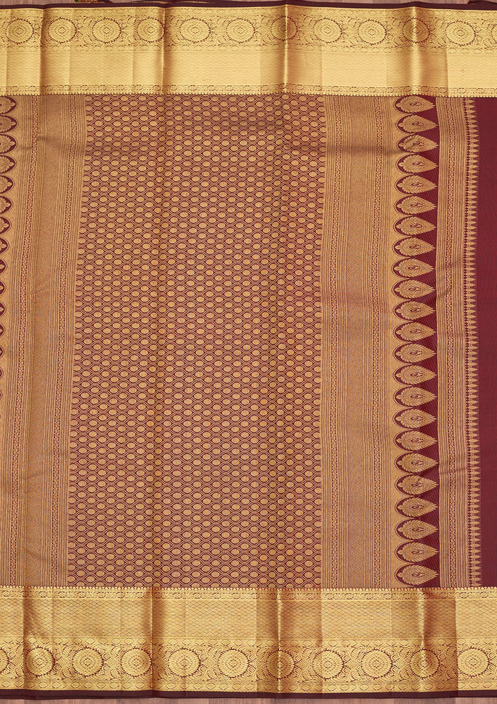 Maroon Dharmavaram Pure Silk Saree