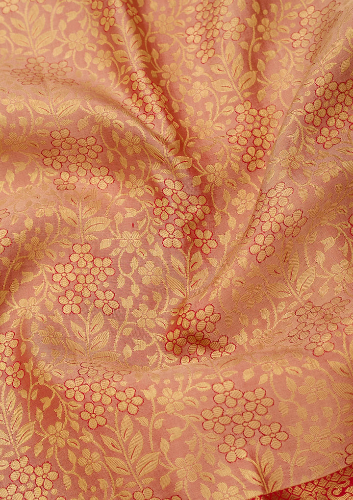 Peach Dharmavaram Pure Silk Saree