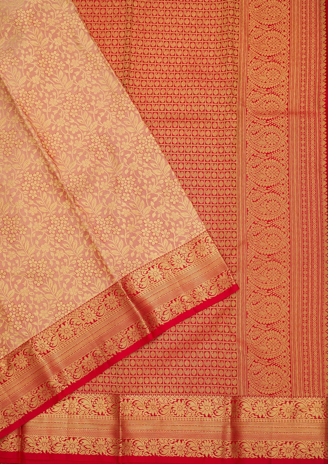 Peach Dharmavaram Pure Silk Saree