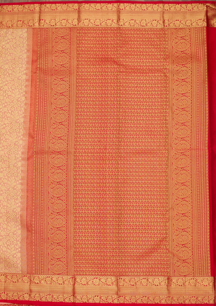 Peach Dharmavaram Pure Silk Saree