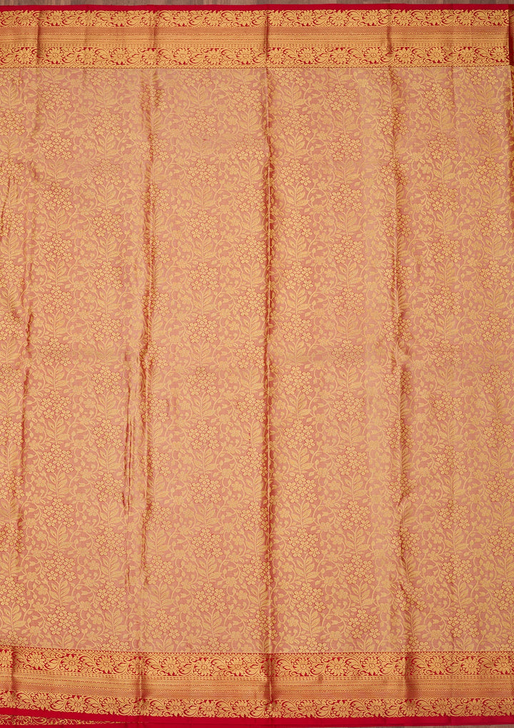 Peach Dharmavaram Pure Silk Saree