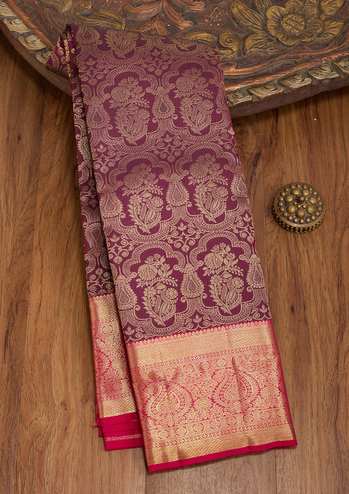 Wine Dharmavaram Pure Silk Saree