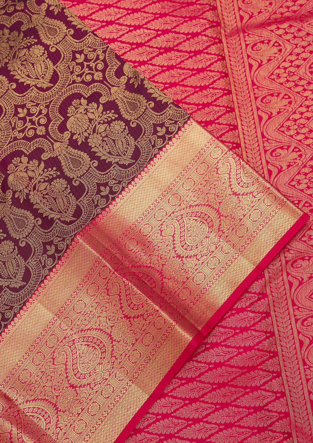 Wine Dharmavaram Pure Silk Saree