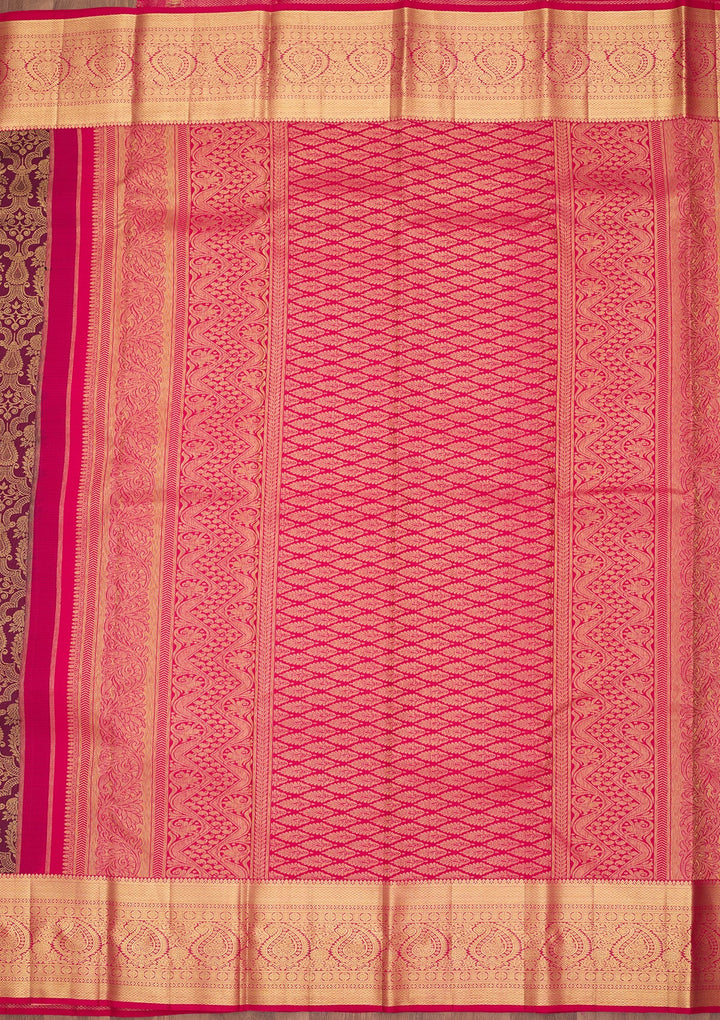 Wine Dharmavaram Pure Silk Saree