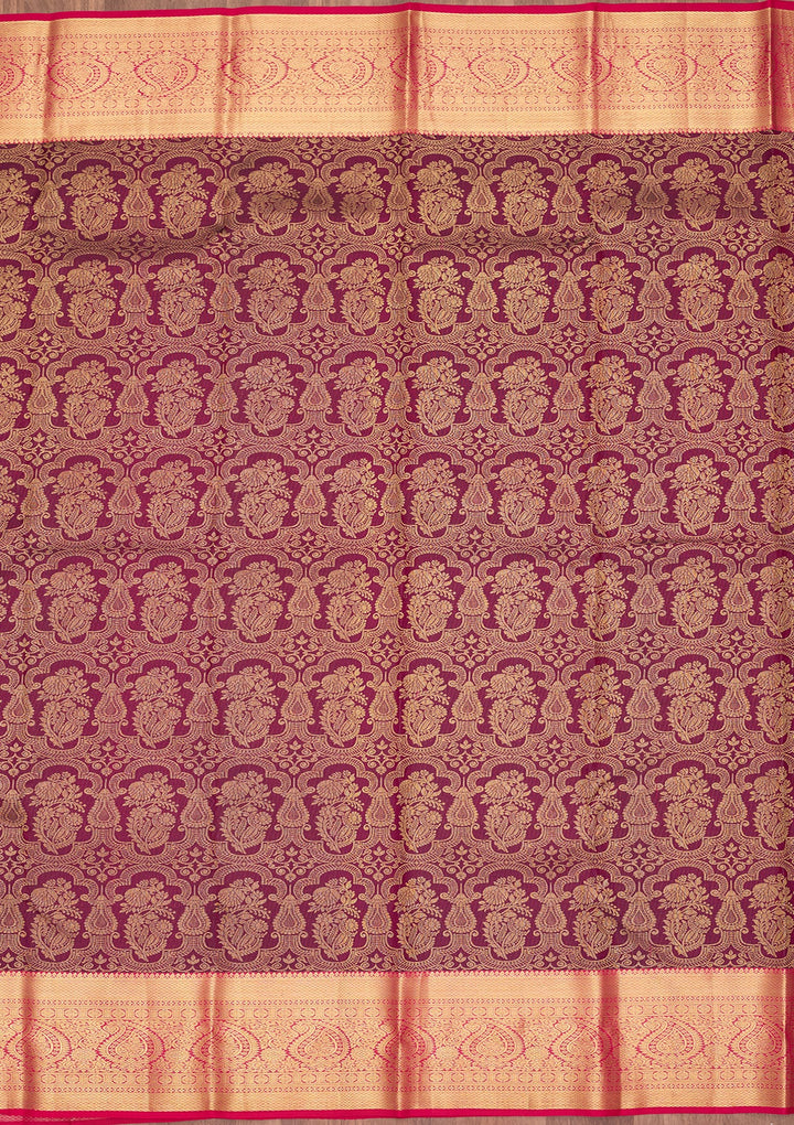Wine Dharmavaram Pure Silk Saree