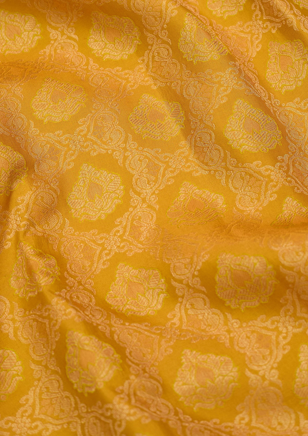 Mustard Dharmavaram Pure Silk Saree