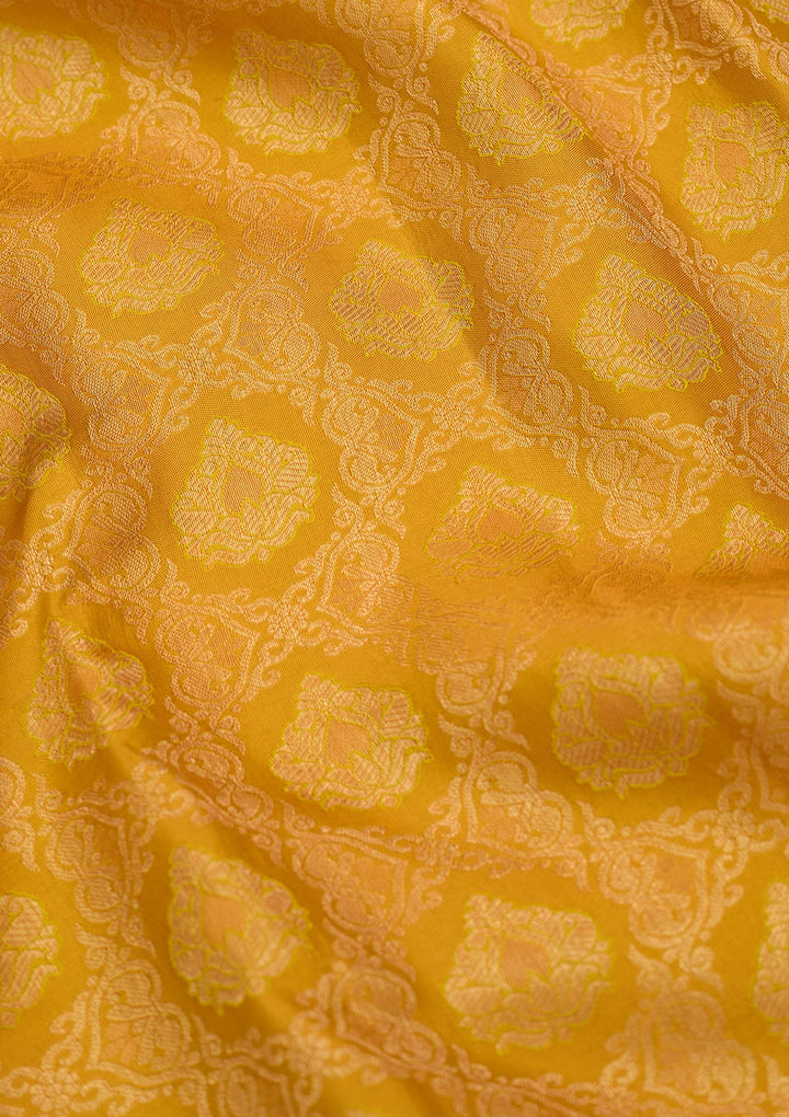 Mustard Dharmavaram Pure Silk Saree