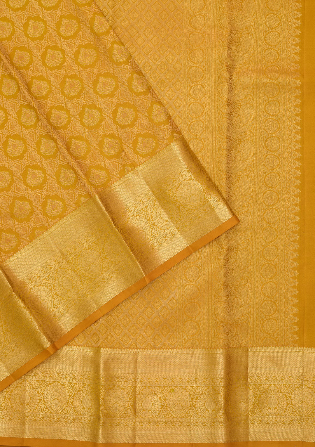 Mustard Dharmavaram Pure Silk Saree