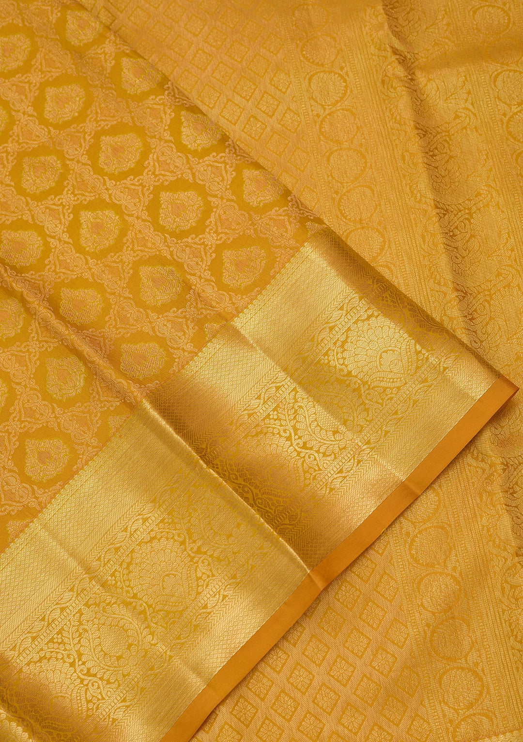 Mustard Dharmavaram Pure Silk Saree
