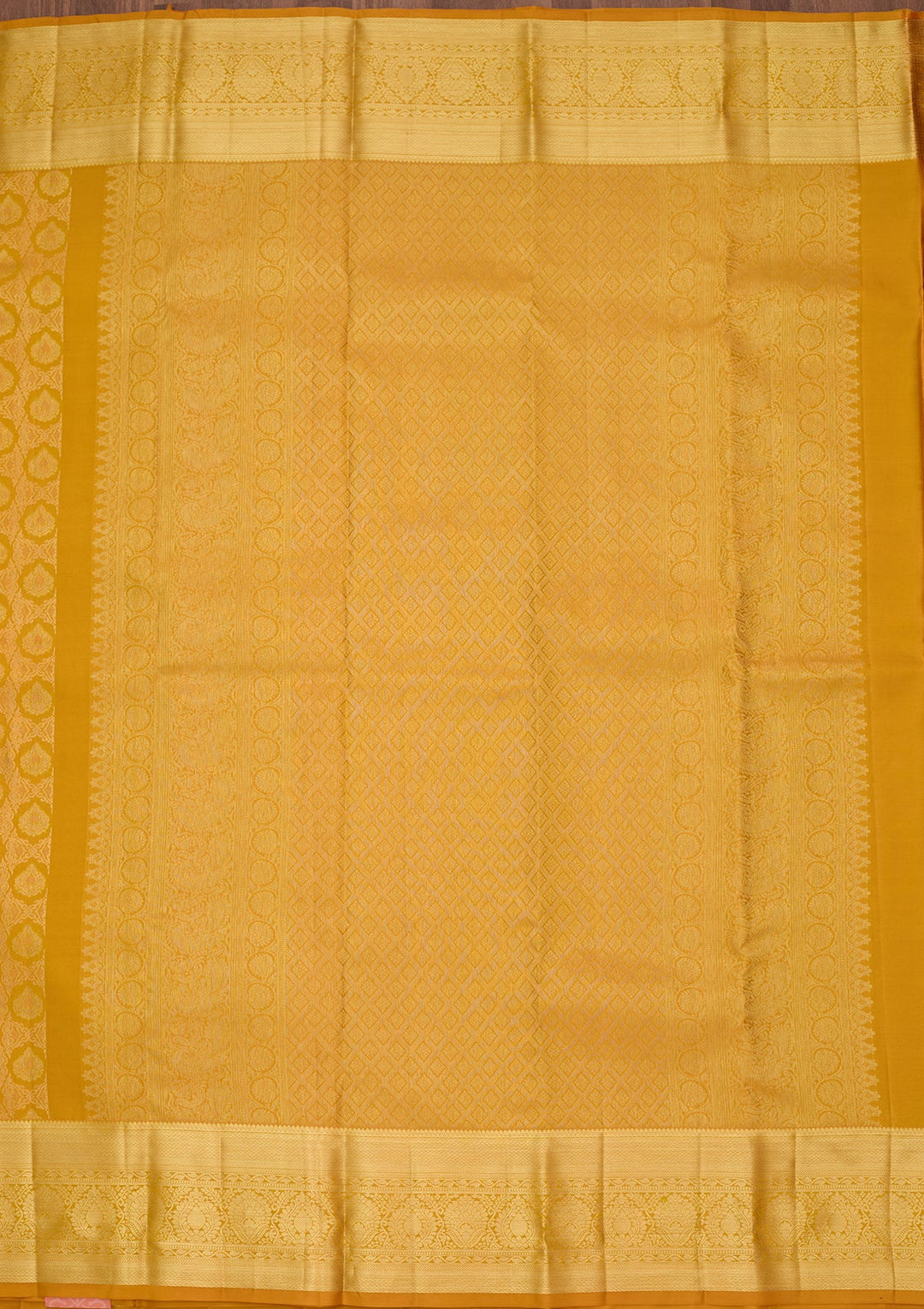 Mustard Dharmavaram Pure Silk Saree