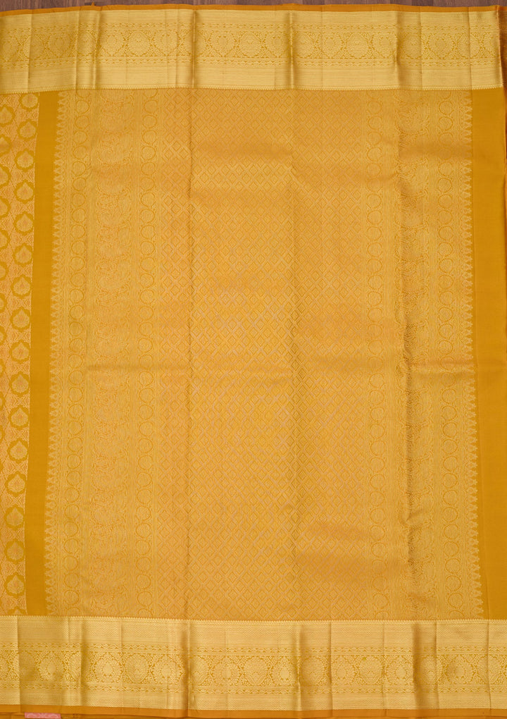 Mustard Dharmavaram Pure Silk Saree