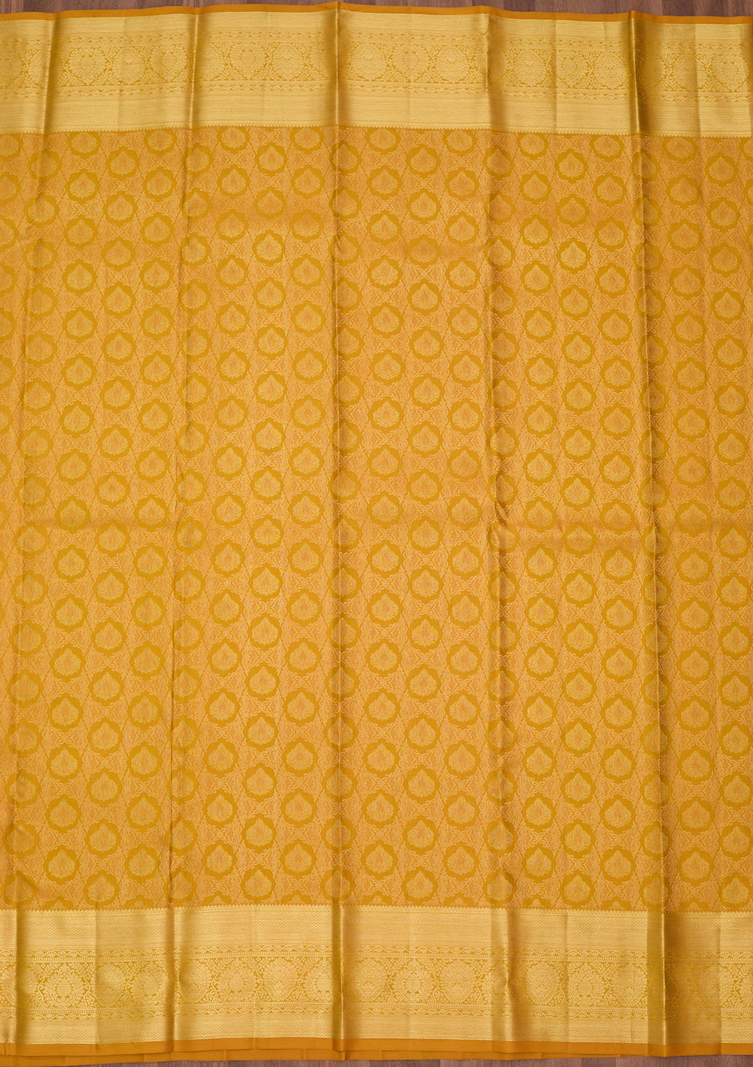 Mustard Dharmavaram Pure Silk Saree