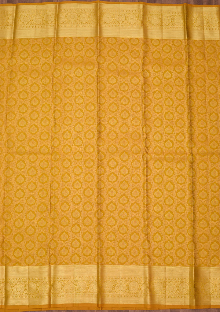 Mustard Dharmavaram Pure Silk Saree
