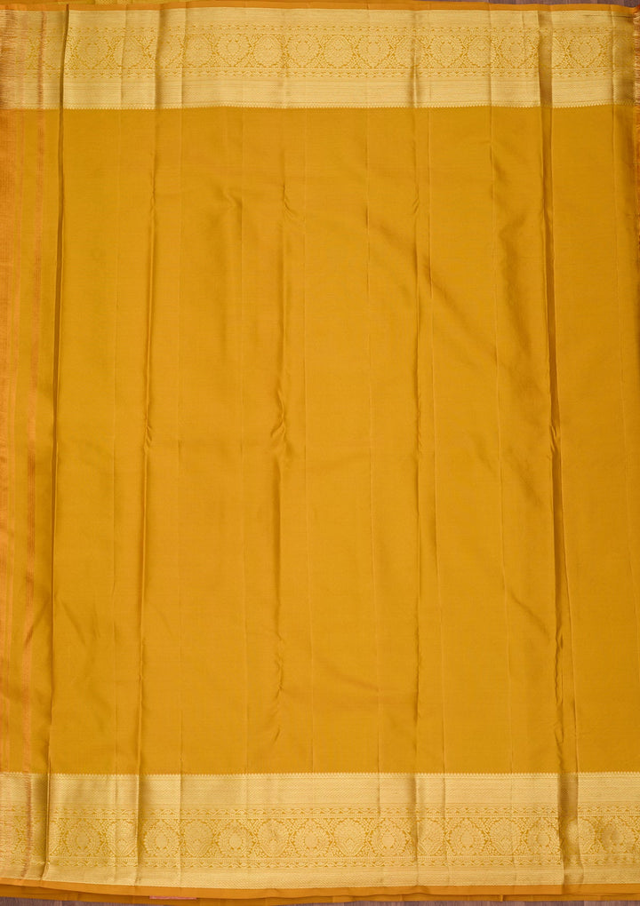 Mustard Dharmavaram Pure Silk Saree