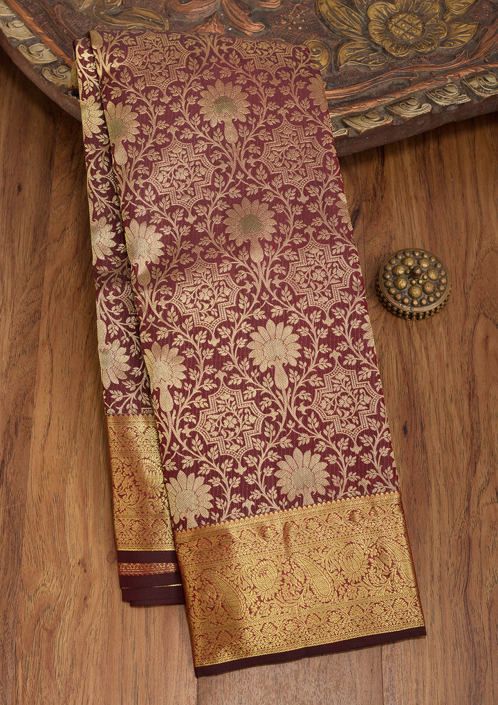 Maroon Dharmavaram Pure Silk Saree