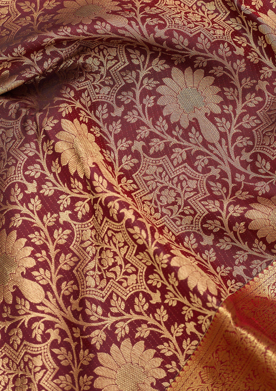 Maroon Dharmavaram Pure Silk Saree